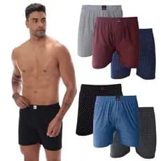 Kit 3 Cuecas Samba Canção Masculina Somellos Algodão Confortável Adulto P ao EXGG Estampadas