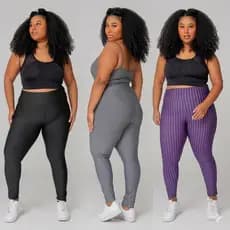 Kit 3 Leggings Plus Size Feminina Cós Alto Modelador – Conforto e Estilo Diário
