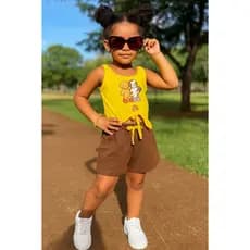 Lindo Conjunto Infantil de Menina Feminino Criança Roupa Infanto Juvenil Short e Camiseta