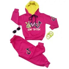 Conjunto Infantil Criança Pink Amarelo Roupa Infanto Juvenil Menina Inverno Frio Calça Moletinho Casaco com Capuz