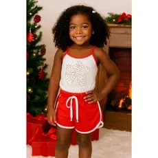 Conjunto Infantil Estiloso Menina Verão 2026 Camiseta Alcinha com Short Infanto Juvenil Top