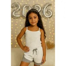 Conjunto Infantil Estiloso Menina 2026 Camiseta Alcinha com Short Infanto Juvenil Top