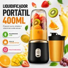 Mini Liquidificador Portátil 400ml Recarregável USB para Vitaminas e Smoothies