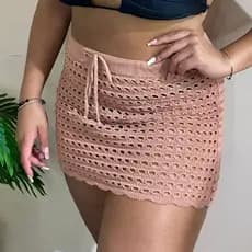 Saida de Praia Saia Trico Plus com Regulagem na Cintura Moda Praia