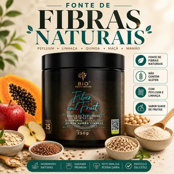 Fibras Funcionais para Intestino | Psyllium | Fiber and Fruit 250g | Conforto intestinal | Alívio | Bio Equilibrium