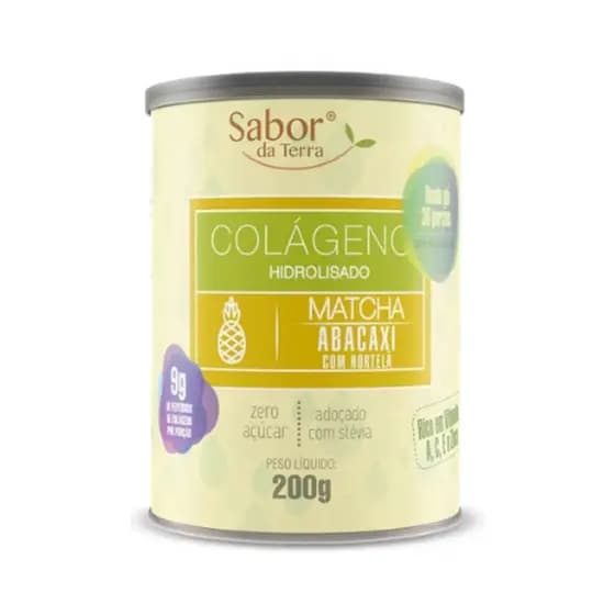 Colágeno Hidrolisado Matcha + Abacaxi com Hortelã 200g | Bebida de Colágeno | Sabor Tropical Refrescante