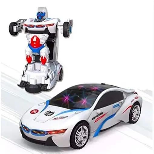 Brinquedo Infantil Carro Transforme Vira Robô 2 em 1 Luz e Som
