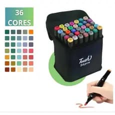 36 Canetinhas touch Cores Estojo Ponta Dupla para colorir Boob Goods