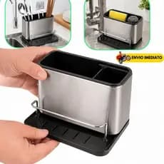 Organizador De Pia Inox Porta Esponja Detergente Suporte Pia Utensílios de Cozinha Bancada Escorredor de Talheres