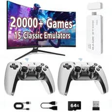2026 NOVO Vídeo Game Stick M15 Pro 4k 64gb Hdmi Com 2 Controles Se Fio +20mil Jogos
