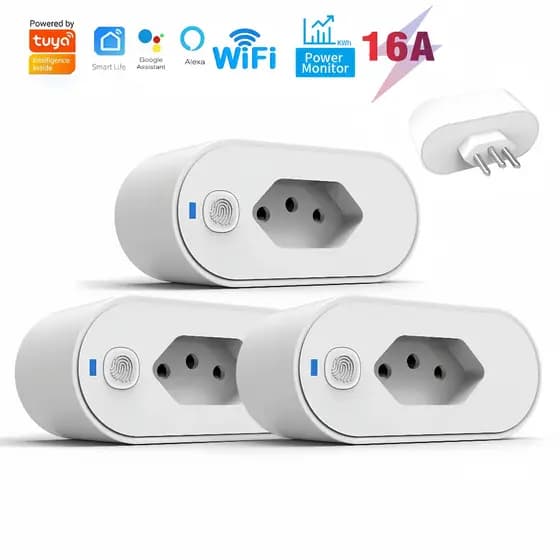 SMART PLUG-Adaptador de soquete Wi-Fi Tuya, Smart Life App Control, Alexa e Google Home, Adaptador de soquete, 16A  VIVA