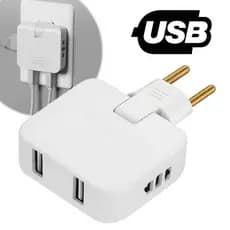 Tomada Adaptador Benjamin Dobrável 20A com 04 Entradas Duplo USB 20A