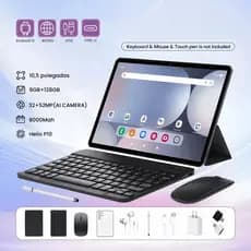 Tablet 10.1” com Teclado+Mouse 6GB RAM 128GB Android  Câmera 50MP VIVA