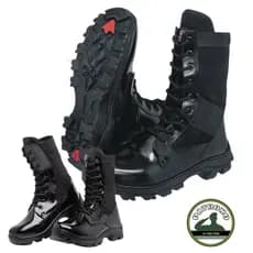 Coturno Militar 100% Couro Legitimo Impermeável com Zíper e velcro Palmilha confortável