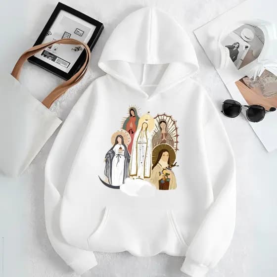 Moletom Unissex Blusa de Frio Cristã Estamp Santinhas Religiosa Católica