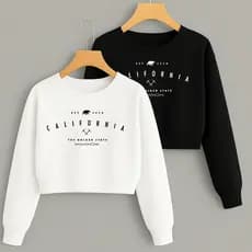 Kit com 2 Cropped Moletom Modinha Estampa California Golden State Duas Peças Ootd Gringa Frio Outono