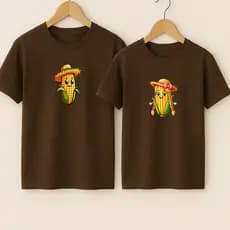 Camiseta Algodão Unissex Estampa Milho e Milha Menina Menino Noiva Festa Junina Fofo Lindo Delicado