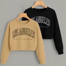 Kit com 2 Cropped Moletom Modinha Estampa Los Angeles Looks Outfits Ootds Modinha Adolescente