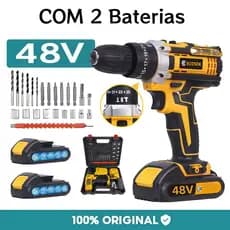 Parafusadeira Furadeira 48V 2 Baterias Com Maleta e Acessórios Completo