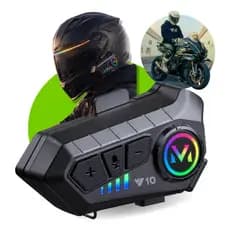 Intercomunicador Fone de Ouvido Bluetooth para Capacete Moto com RGB e Microfone FLUX