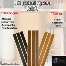 Kit 100 Painel Ripado 45x11cm Autocolante Decoração Parede MDF Qualidade Premium - Envio Imediato