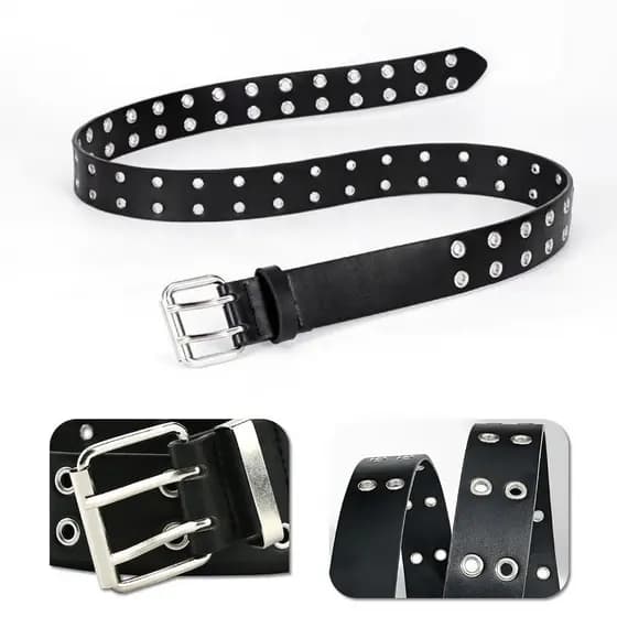 Cinto de ilhós duplo Punk Rock Unissex Envio Rápido Perfeito para Todos os Estilos