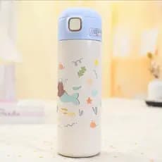 Garrafa Inox de Animais Mágicos | Prática com Tampa de Abertura Rápida, Canudo de Silicone e Borda Prateada