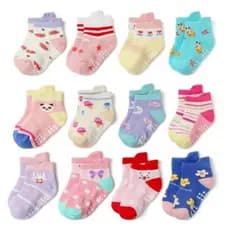 Kit Meia infantil Menina Antiderrapante Feminina Bebê RN  Criança 0 a 8 anos