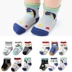 Kit 6 a 12 Pares Meias Bebê Menino Recem Nascido c/ Antiderrapante