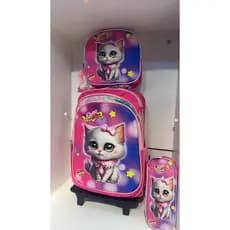 Mochila com rodinha Infantil  Menina Detalhes 3d Estojo Lindas