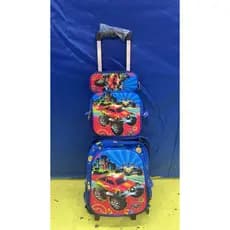 Kit Mochila de carrinho Pisca luz com desenho 3D + Lancheira Térmica + Estojo