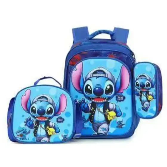 Kit 3x1 Mochila Escolar 3d Lancheira Estojo Personagens