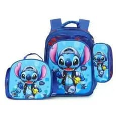 Kit 3x1 Mochila Escolar 3d Lancheira Estojo Personagens