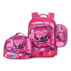 Kit 3x1 Mochila Escolar 3d Lancheira Estojo Personagens