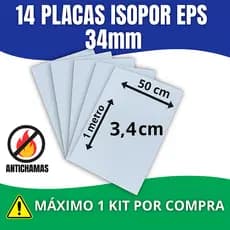 14 Placas de Isopor EPS 34cm 34mm Forro Antichamas 100cm x 50cm