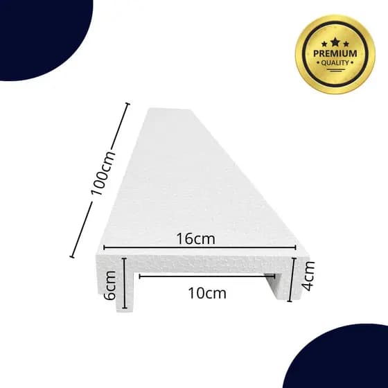 Kit 12 metros - Chapeu de muro 10cm em EPS Isopor pingadeira capa de muro Cumeeira