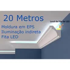 Kit Moldura de Isopor EPS para Teto com Iluminação Indireta Fita LED Sanca Degrau Rodaforro Decorativa Melhor que Gesso