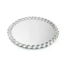 Base Bandeja de Vidro Redonda Espelhada com Cristal 15cm