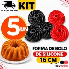 KIT FORMA SILICONE 5/4/3/2 Forma de Silicone Bolo e Pudim Antiaderente Flexível Cores Sortidas
