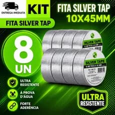 KIT SILVER TAPE 10 METROS 8/5/4/2 Silver Tape Fita Adesiva Forte Multiuso Prova D’Água
