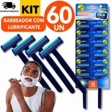 KIT 60/48/24/12 Barbeador Descartável com Lubrificante Premium