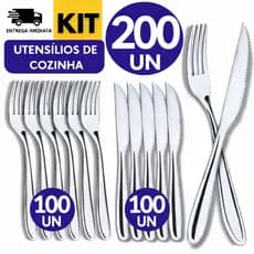 Talheres Cozinha Faqueiro Completo Prateado Aço Inox Restaurante Buffet Garfo Faca Colher Profissionais Hotel Resistente