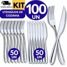 Talheres Cozinha Faqueiro Completo Prateado Aço Inox Restaurante Buffet Garfo Faca Colher Profissionais Hotel Resistente