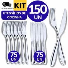 Talheres Cozinha Faqueiro Completo Prateado Aço Inox Restaurante Buffet Garfo Faca Colher Profissionais Hotel Resistente