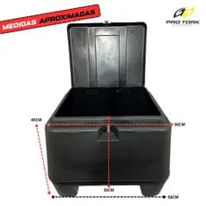 Baú Bauleto 80 Litros Titan Bros Cg Biz Fan Com Placa de Fixação Pro Tork Original Motoboy Plástico Branco Preto