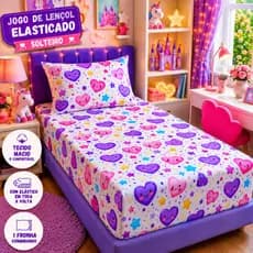 Lençol Solteiro Box Infantil 2 Peças 170 Premium  Estampado Microfibra toque Macio menina e menino