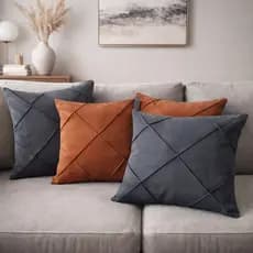 Kit Capas Almofadas Drapeada Sofá Sala Luxo Tecido Sedoso Texturizado Altor Relevo 45x45