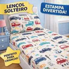 Lençol Infantil Solteiro 2 Peças Cama Box 170 Fios Premium cores Lisas e Estampas Menino e Menina