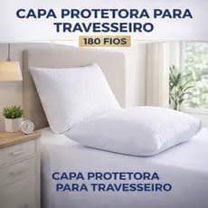 KIT PROTETOR IMPERMEÁVEL MATELADO COM ZÍPER ANTIÁCARO  PARA TRAVESSEIRO