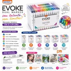 Marcador artístico evoke dual marker estojo com 24, 36, 48 e 80 Cores - BRW